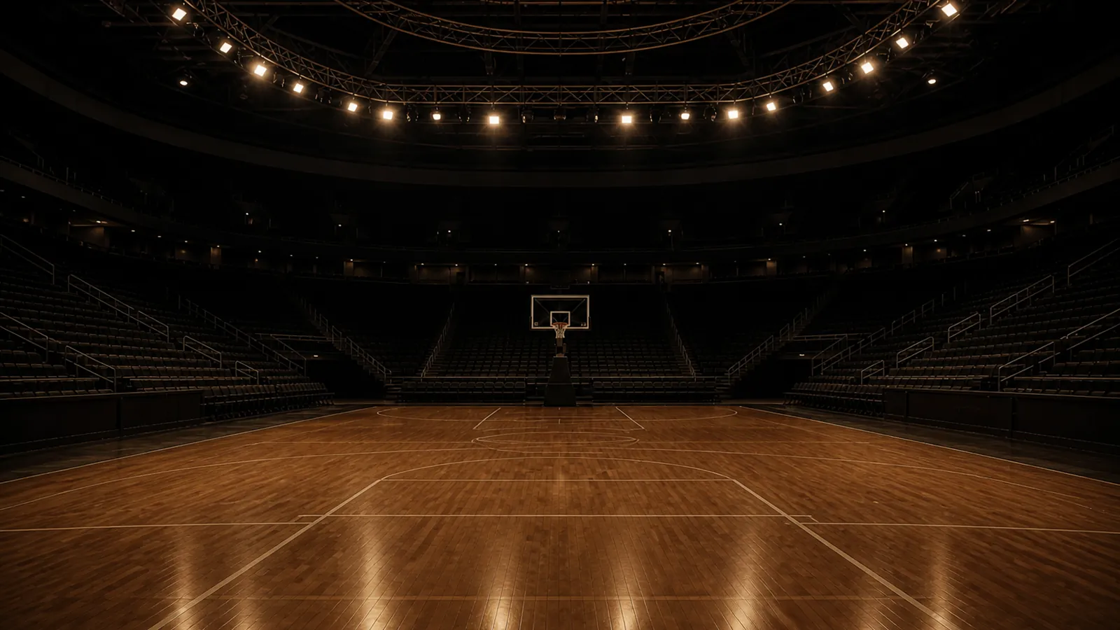 Basketball arena during a game