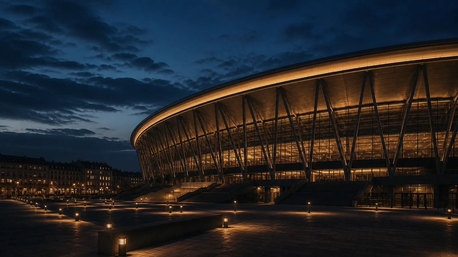 Packed football stadium at night
