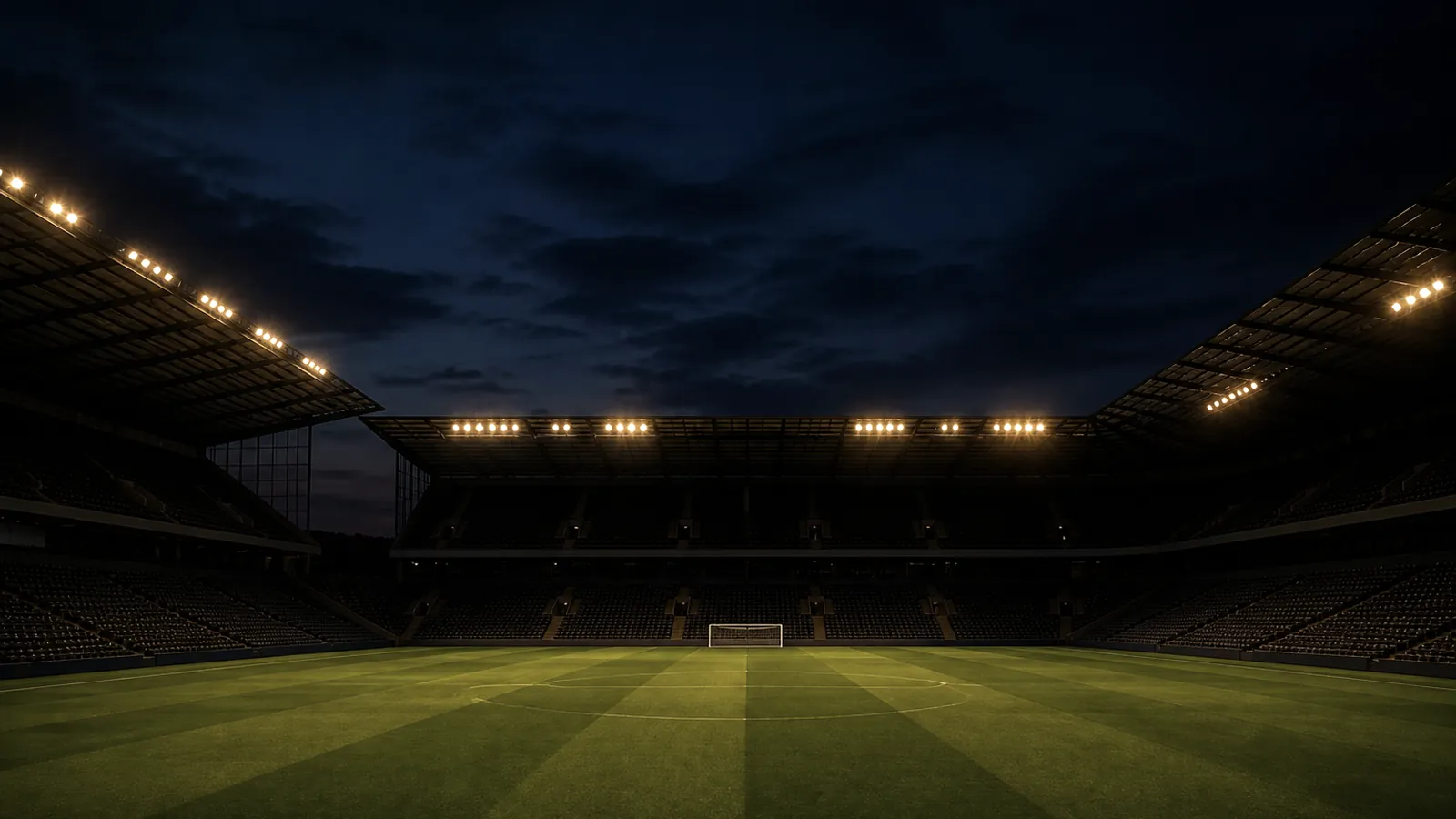 Football match under floodlights