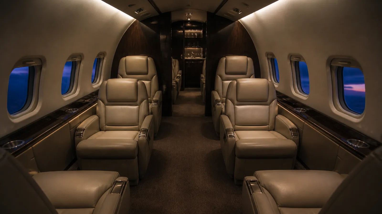 Midsize jet cabin
