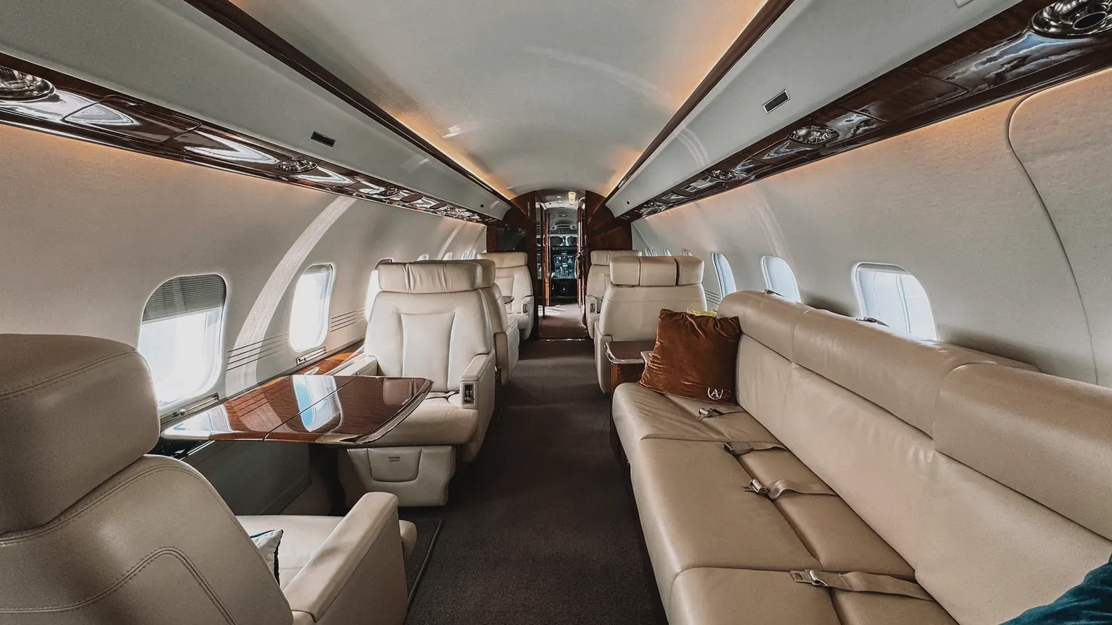 Cabin, illustrative of the class: separate zones, aft stateroom, dedicated crew rest.