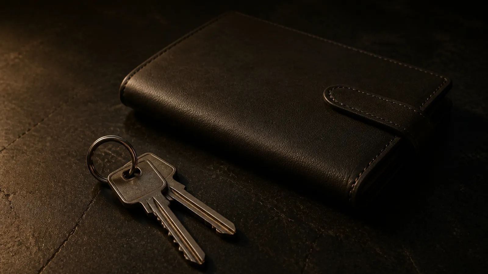 A single key on dark marble — private access