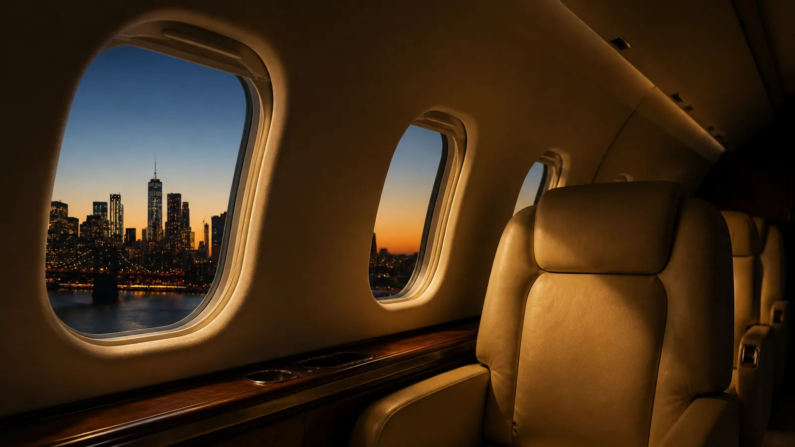 Private jet cabin interior