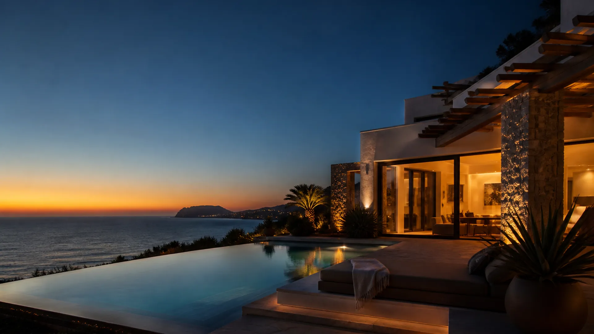 The Ibiza coastline at sunset